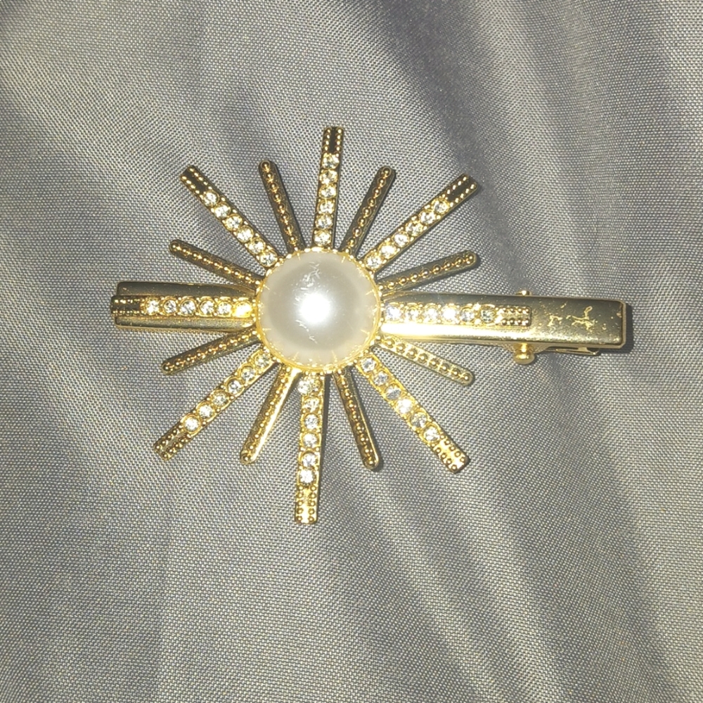 2 Pc Gold Sunbrust & Feather Hair Clips